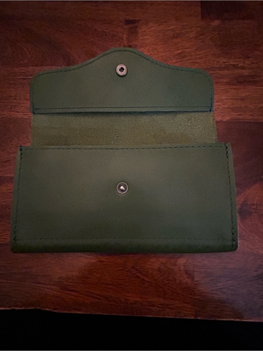 Portland Leather Goods Bozeman Pine Green Leather Snap Wallet with Tree Logo - Picture 5 of 12